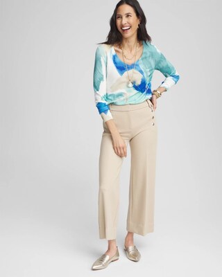 Button Knit Twill Cropped Pants | Chico's